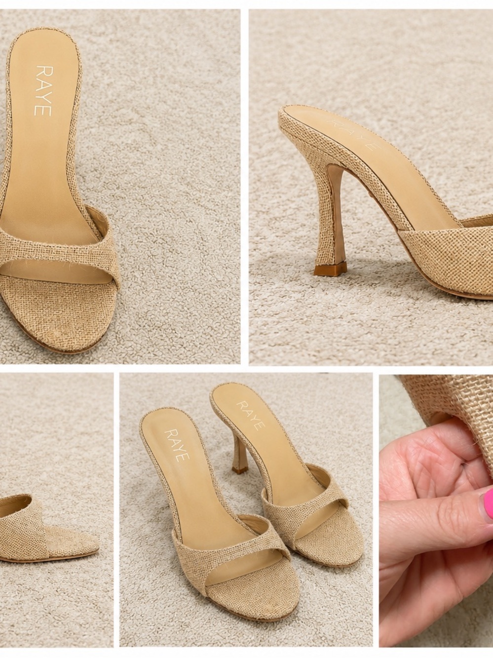 RAYE Tan Woven Open-Toe Mule Heels Alejandra heel
